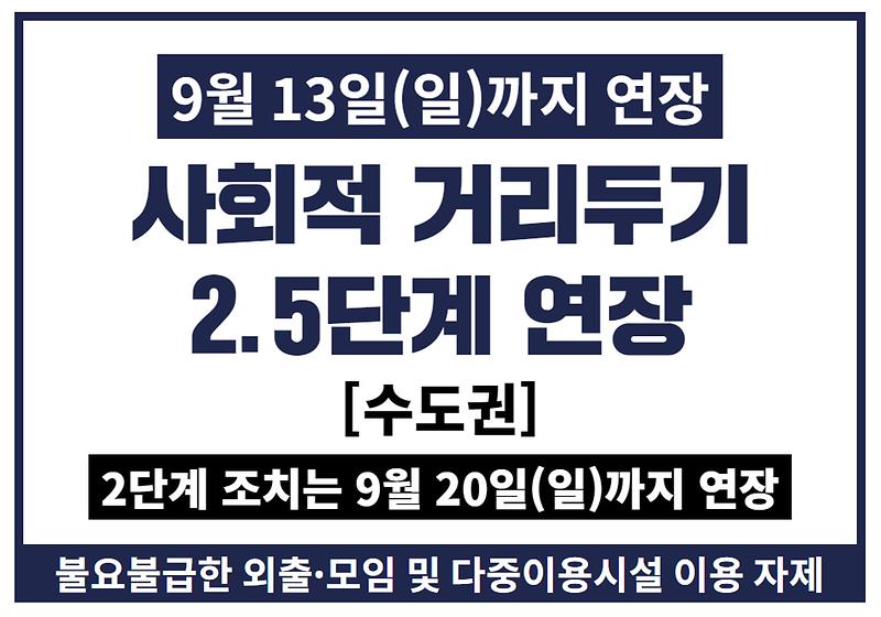 사회적 거리두기 2.5단계 연장 사진